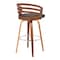 Armen Living Jayden 30" Bar Height Swivel Brown Faux Leather and Walnut Wood Bar Stool LCJYBABRWA30 - alternate 4